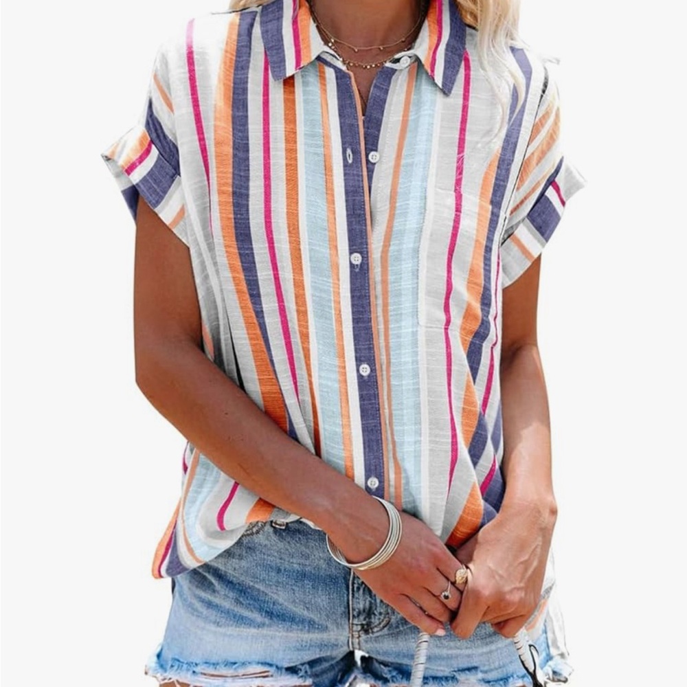 Vibrant Striped Button-Down Shirt